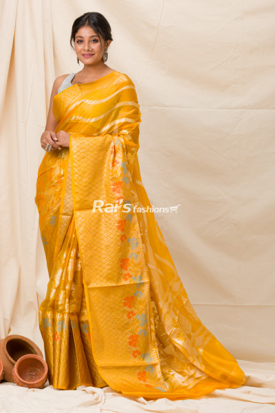 All Over Self Weaving Butta Design Organza Silk Saree (KR1105)
