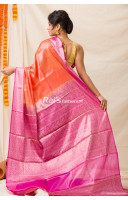 Contrast Color Border And Pallu Design Banarasi Work Weaving Tussar Silk Saree (KR1083)