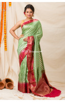 All Over Self Weaving Zari Design Dupion Tussar Silk Saree With Contrast Color Border And Pallu (KR1093)