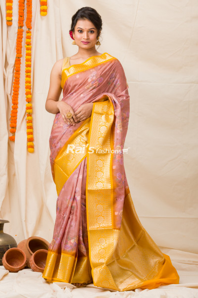 All Over Digital Printed Soft Silk Saree With Banarasi Work Weaving Border (KR1107)