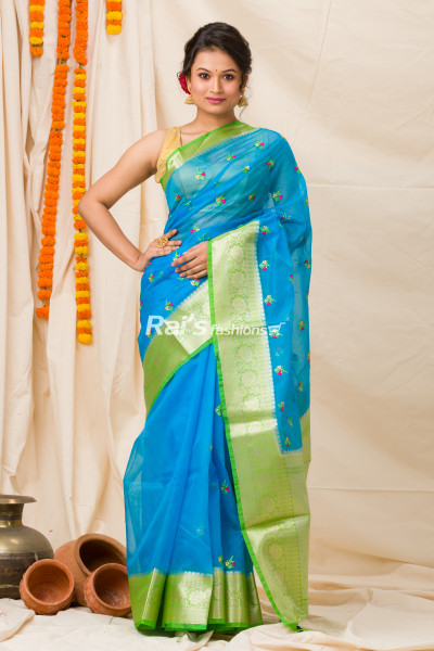 All Over Embroidery Butta Worked Organza Silk Saree (KR1132)