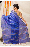 All Over Golden Butta Weaving Blue Soft Silk Saree With Temple Pattern Border (KR1141)