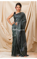 Contrast Color Piping Border Design All Over Self Weaving Tussar Silk Saree (KR1126)