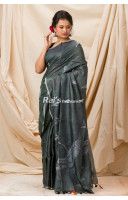 Contrast Color Piping Border Design All Over Self Weaving Tussar Silk Saree (KR1126)