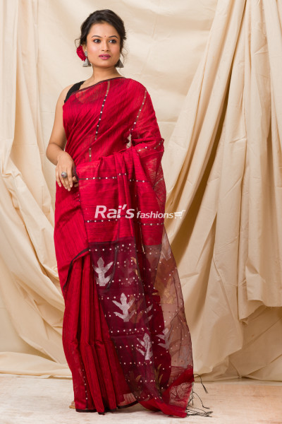 All Over Sequin Work Design Matka Silk Saree With Muslin Pallu (KR1153)