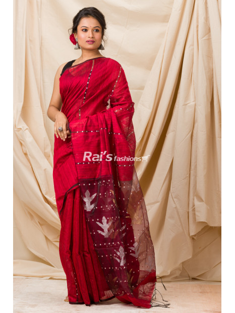 All Over Sequin Work Design Matka Silk Saree With Muslin Pallu (KR1153)