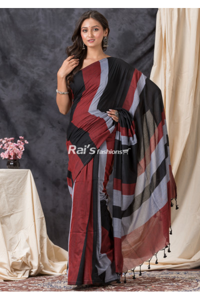 Multicolor Handloom Khadi Cotton Saree (KR1436)