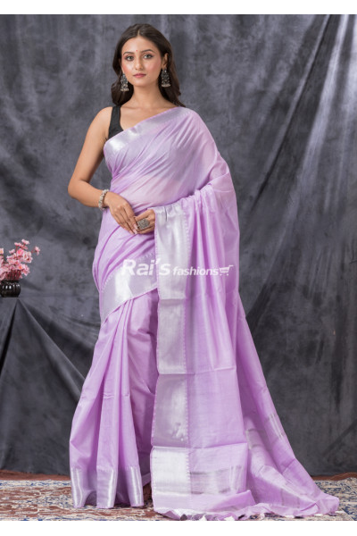 Silver Zari Border Design Soft Silk Saree (KR1441) 