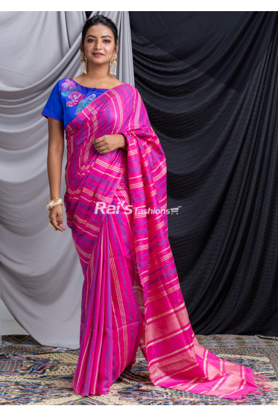 All Over Multicolor Stripes Design Soft Silk Saree (KR1326)