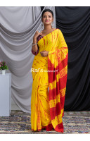 All Over Bandhni Printed Yellow Mulmul Cotton Saree (KR1454)