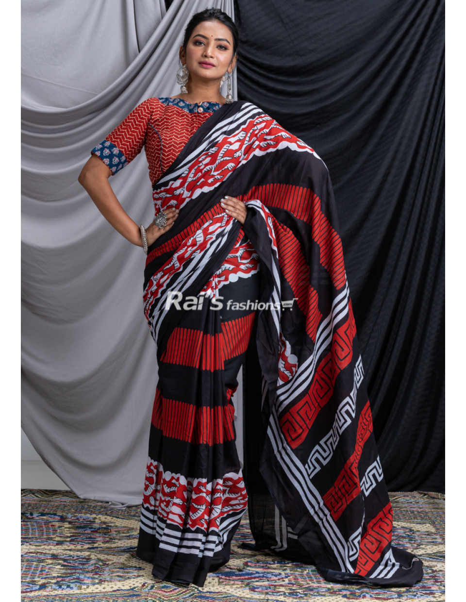 Multicolor Handloom Mulmul Cotton Saree (KR1455)