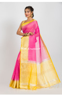 Handloom Fine Silk linen Saree With Weaving Border design (RAI385)