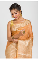 Handloom Silk Linen Saree With Fine Benarasi Weaving Heavy Worked Border And Pallu (RAI386)