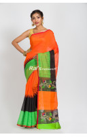 Handloom Matka Silk Saree With Traditional Jamdani Work Pallu And Contrast Color Border (RAI389)