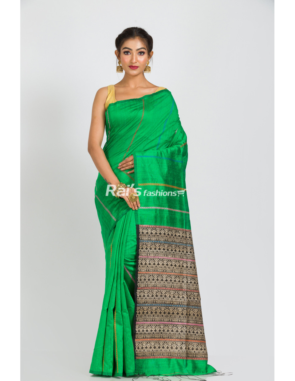 Pure Matka Silk Saree With Manipuri Weaving Pattern Heavy Worked Pallu And All Over Fine Weaving Stripes Design (RAI268)