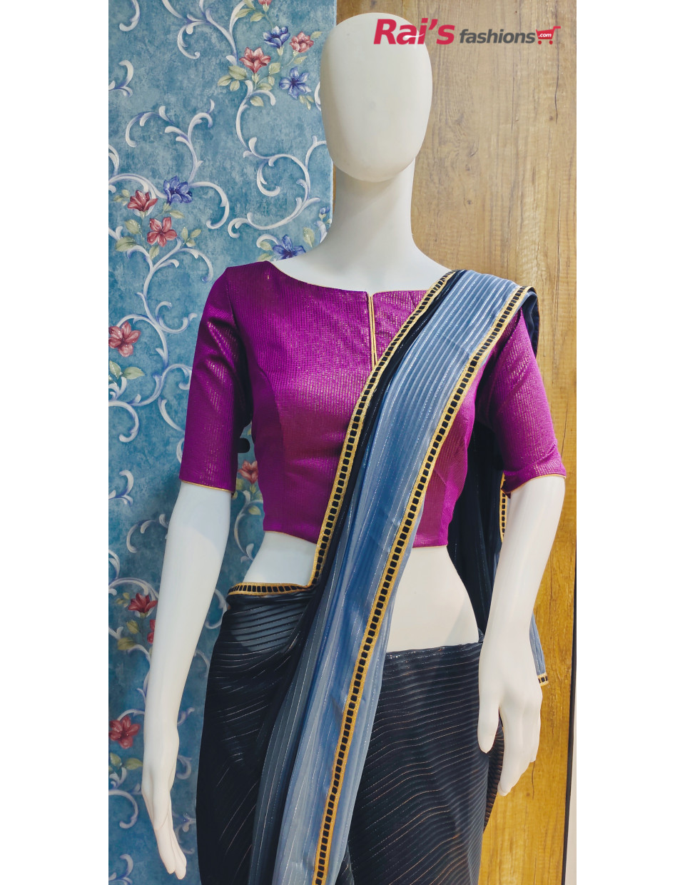 Self Weaving Zari Stripes Designer Blouse (KRBL1549)