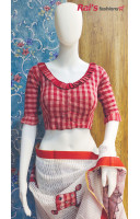 All Over Checks Pattern Red Cotton Designer Blouse (KRBL1550)
