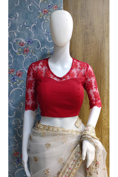 Net Embroidery Work Design Cotton Designer Blouse (KRBL1595)
