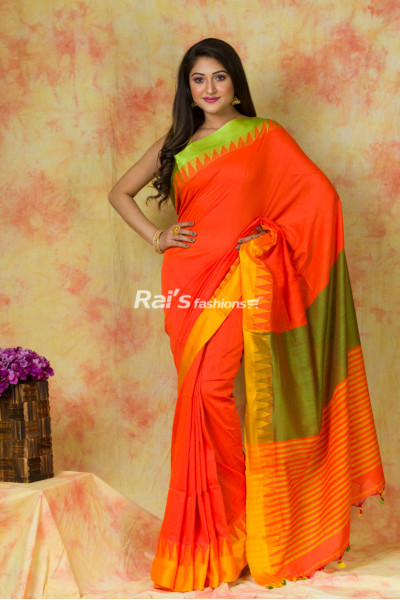 Khadi Cotton With Fine Weaving Contrast Color Border And Pallu (KR320)