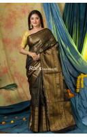 Pure Organza Silk Saree With Heavy Border Design And All Over Checks And Benarasi Butta Work (KR309)