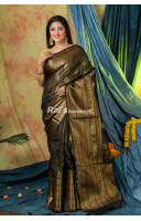 Pure Organza Silk Saree With Heavy Border Design And All Over Checks And Benarasi Butta Work (KR309)