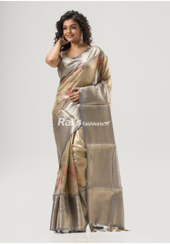 All Over Digital Printed Reshmi Tissue Silk Saree With Banarasi Border And Pallu (KR1690)