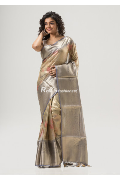 All Over Digital Printed Reshmi Tissue Silk Saree With Banarasi Border And Pallu (KR1690)