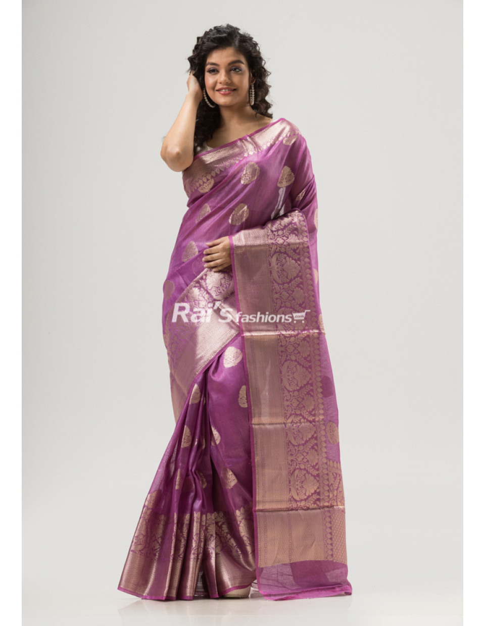All Over Banarasi Butta Weaving Work Design Silk Linen Saree (KR1614) 