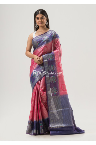 All Over Minakari Banarasi Work Design Silk Linen Saree (KR1628)