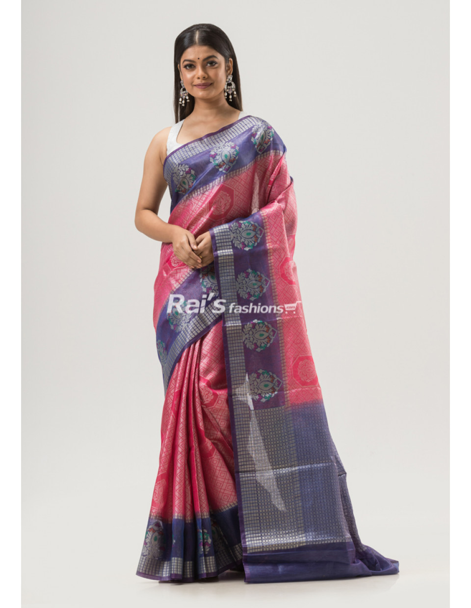 All Over Minakari Banarasi Work Design Silk Linen Saree (KR1628)