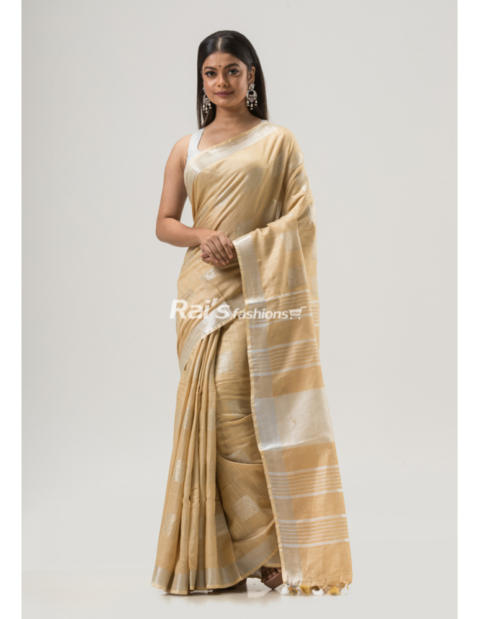 All Over Silver Butta Worked Cotton Slab Saree (KR1634)