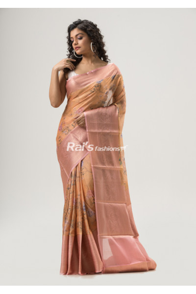 Digital Printed Soft Silk Saree With Banarasi Border (KR1637)