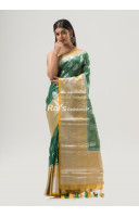 Contrast Color Banarasi Work Border Design Silk Linen Saree (KR1638)