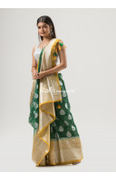 Contrast Color Banarasi Work Border Design Silk Linen Saree (KR1638)
