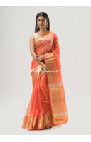 Golden Zari Weaving Border And Stripes Pallu Design Silk Linen Saree (KR1640)