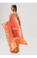 Golden Zari Weaving Border And Stripes Pallu Design Silk Linen Saree (KR1640)
