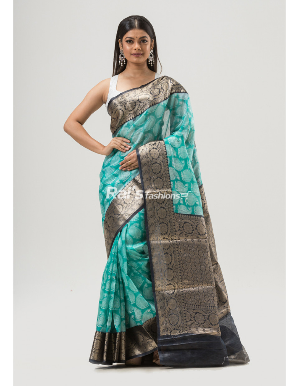 Banarasi Work Border And Pallu Design Silk Linen Saree (KR1646)
