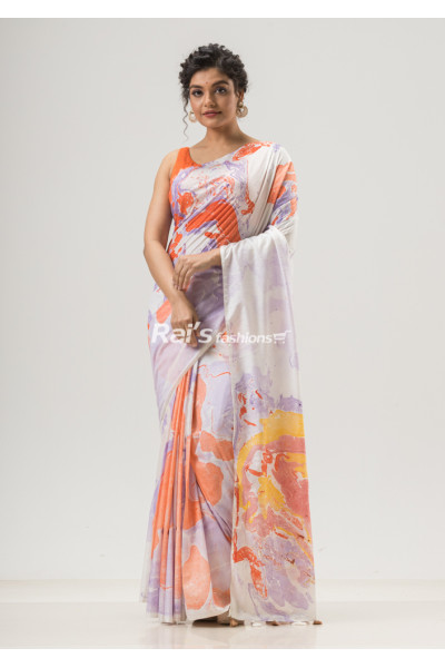 All Over Marble Printed Multicolor Semi Kathan Silk Saree (KR1677)