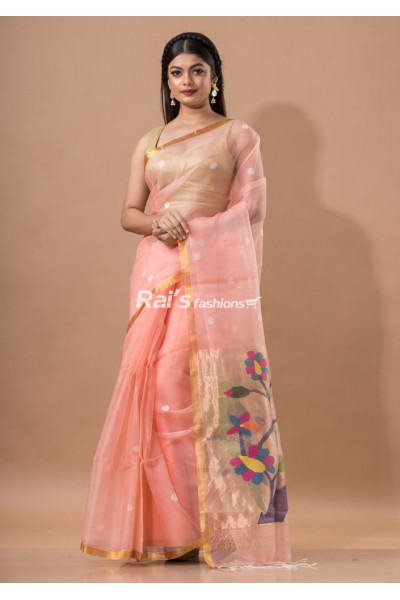 All Over Self Weaving Pure Reshom Silk Saree With Golden Zari Border (KR1688)