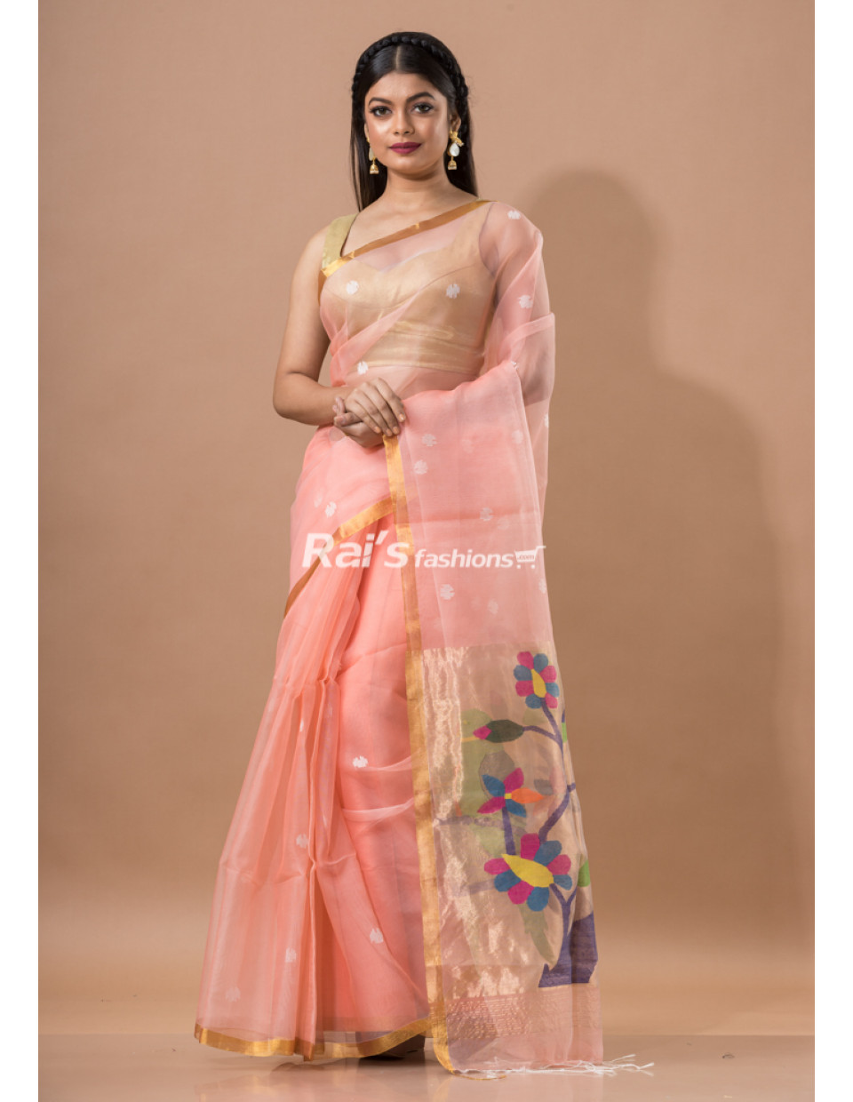 All Over Self Weaving Pure Reshom Silk Saree With Golden Zari Border (KR1688)