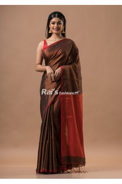 Contrast Color Border And Pallu Design Tissue Cotton Saree (KR1665)