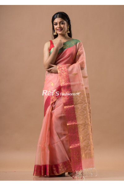 Contrast Color Banarasi Worked Border Design Muslin Silk Saree (KR1655)
