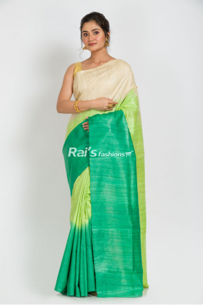 Handloom Gicha Silk Saree With Contrast Color Dye Shade (RAI285)