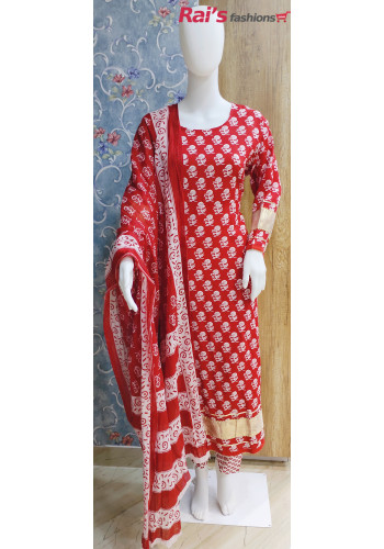 All Over Printed Red Kurti Set (KR1486)