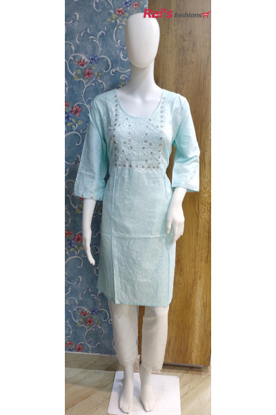 All Over Fabric And Embroidery Worked Rayon Kurti Palazzo Set (KR1715)
