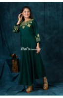 Golden Zari Embroidery Worked Long Dress (RAI413)