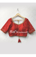 Red Color Chanderi Silk Ari Worked Designer Blouse (RD9)