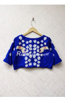 Royal Blue Color Heavy Embroidery Work Design Butter Silk Designer Blouse (RAID58)