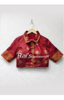 Silk Brocade With Banarasi Butta Work With Neck Collar Pattern Designer Blouse (RD3)