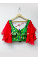 Multicolor Frill Pattern Silk Designer Blouse (RAD65)